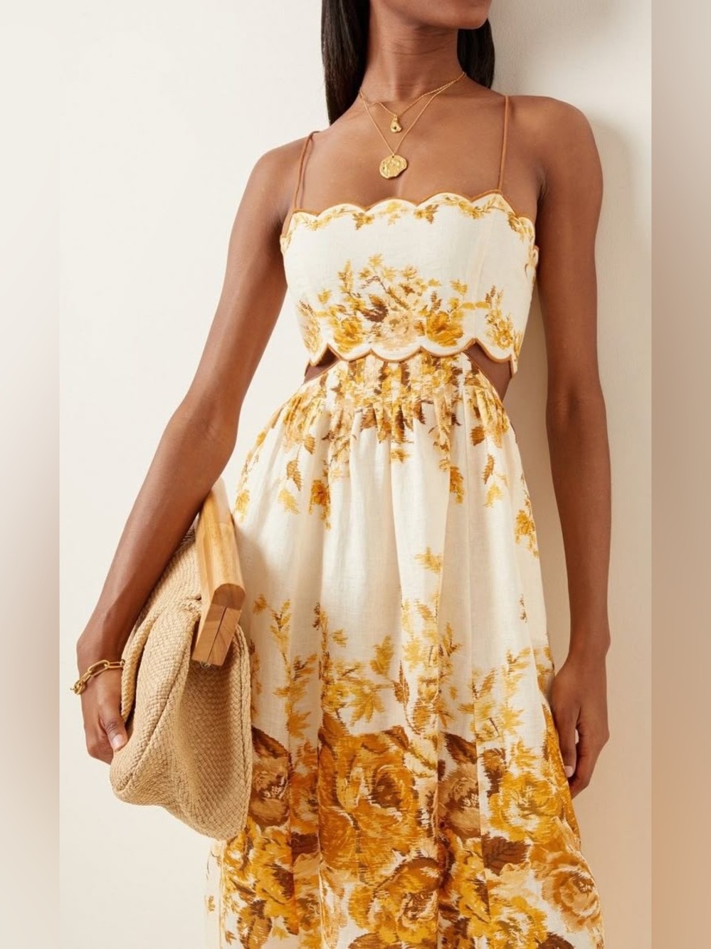 Zimmermann Floral Aliane Scallop Midi Dress